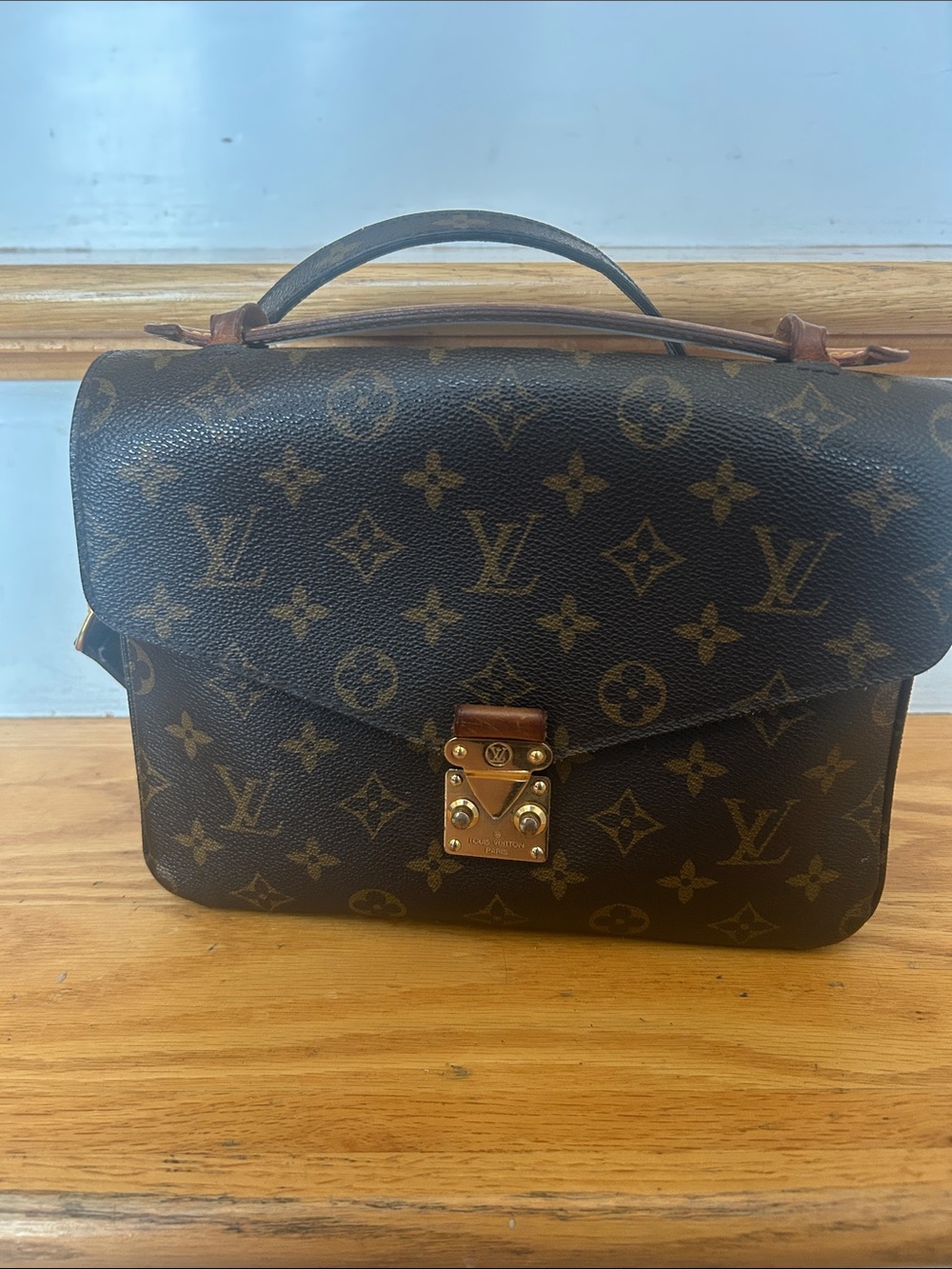 Louis Vuitton Monogram Canvas Top-Handle Messenger Satchel in Brown and Gold